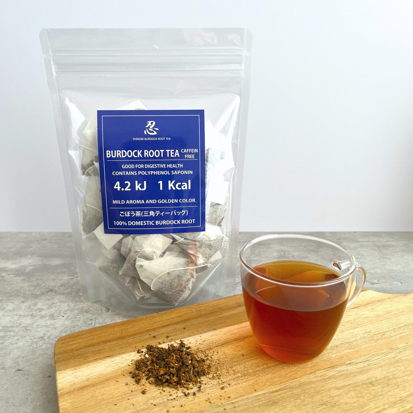 【大容量】SHINOBI 香りがやさしい国産ごぼう茶 (ノンカフェイン)(三角ティーバッグ50 包入)